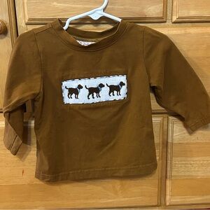 The Smocking Place Boy’s Long-Sleeve Shirt w/Smocked Dogs Size 12 Months.
